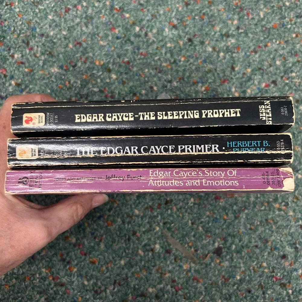 Edgar Cayce Vintage Paperback 3 Books Black Purple Metaphysical New Age Occult